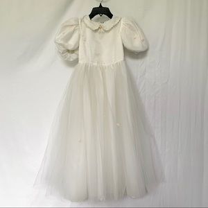 White with pink roses flower girl dress